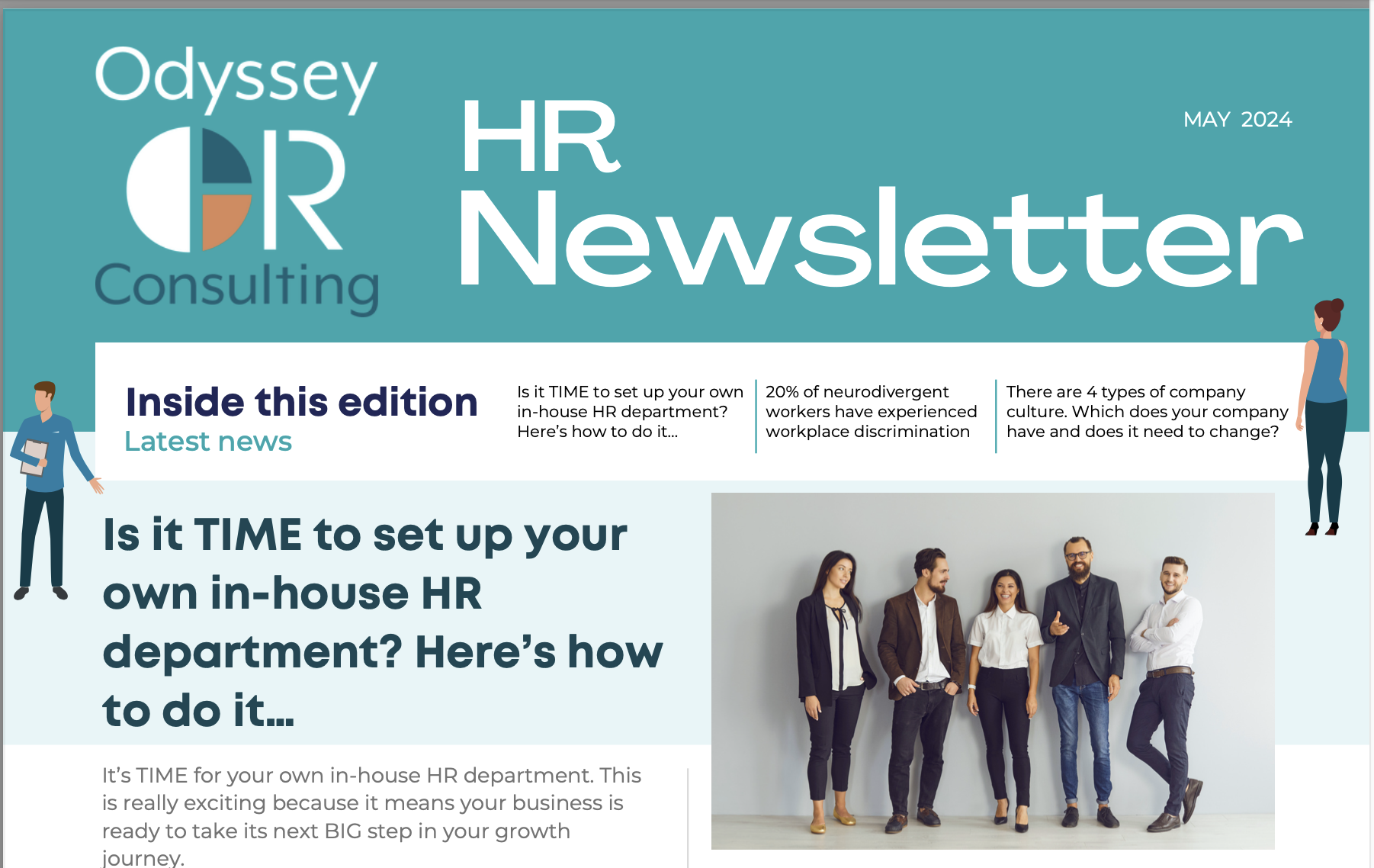 Newsletter May 2024 – Is it time to set up your own in-house HR Department and more!