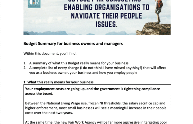 Budget Summary for business owners and managers – 2025