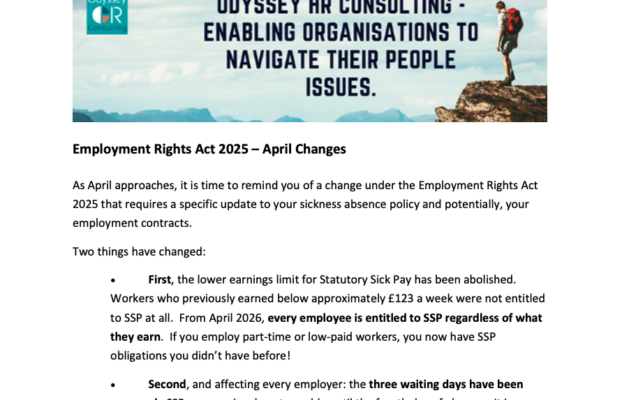 Employment Rights Act 2025 – Changes from April 2026